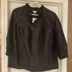 NWT ruffle neck black blouse